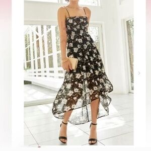 Francesca's Collections Black And White High Low Maxi Dress/Size M